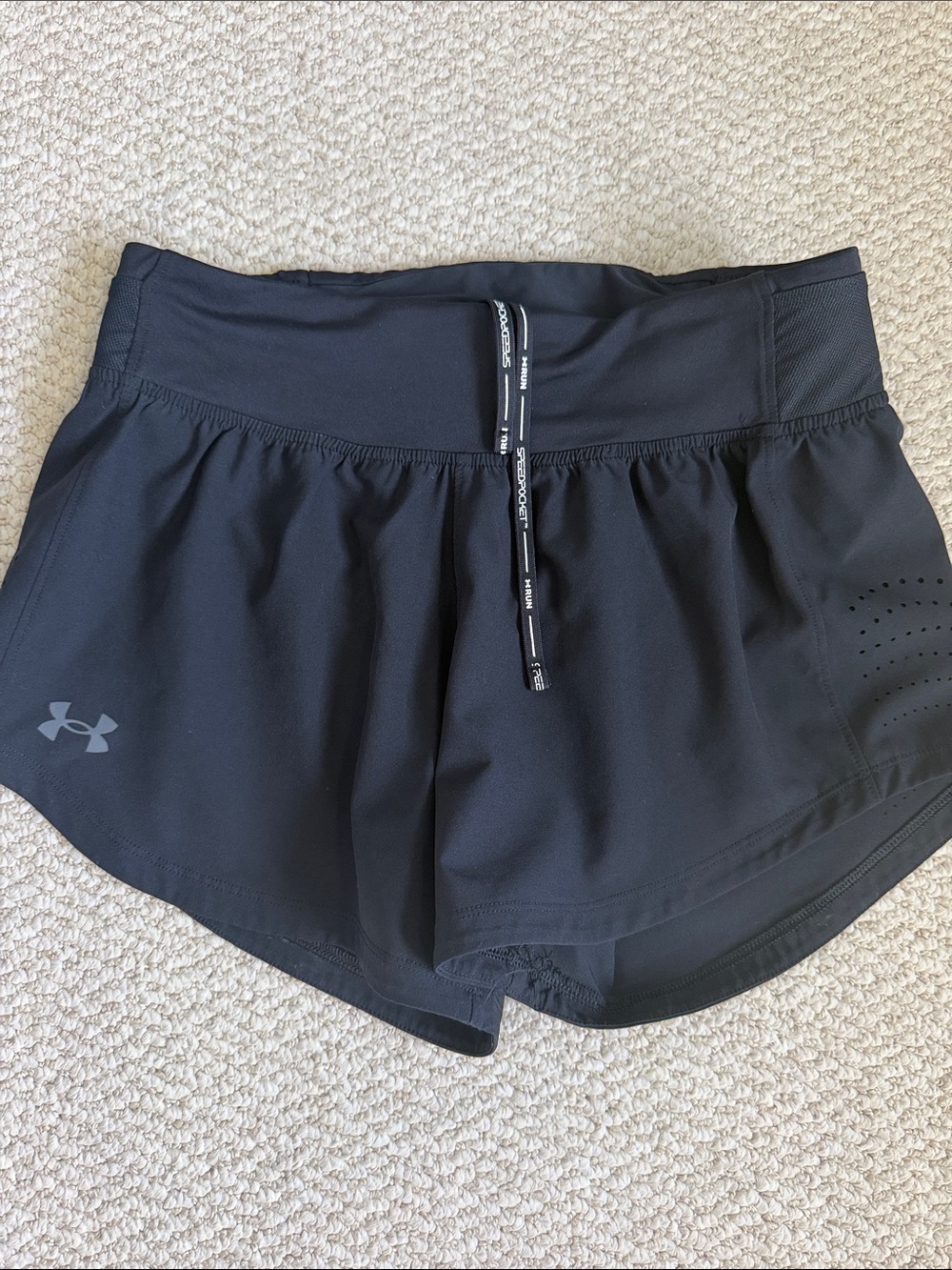 Under Armour Black Women's Athletic Run Shorts with Drawcord